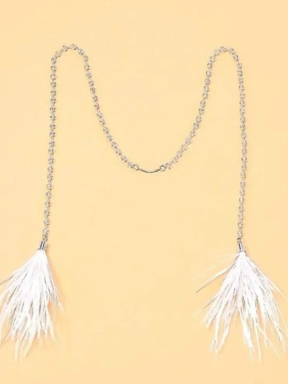 Elegant White Feather Chain Accessory R290 - Picture 2 of 3